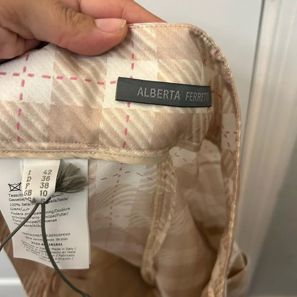 ! Alberta Ferretti high-rise check-print satin shorts sz 6 - Picture 9 of 10